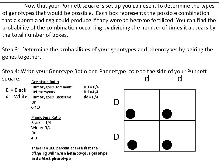 Now that your Punnett square is set up you can use it to determine