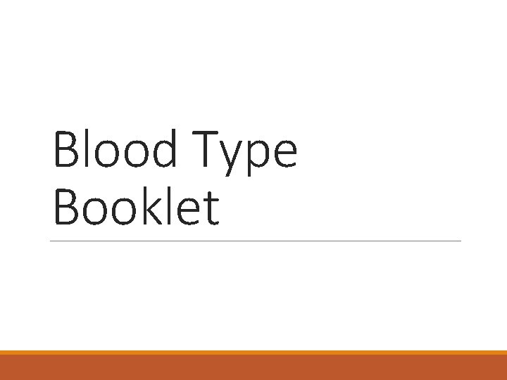 Blood Type Booklet 