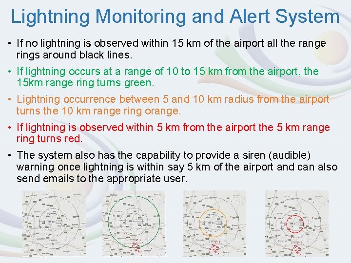 Lightning Monitoring and Alert System • If no lightning is observed within 15 km