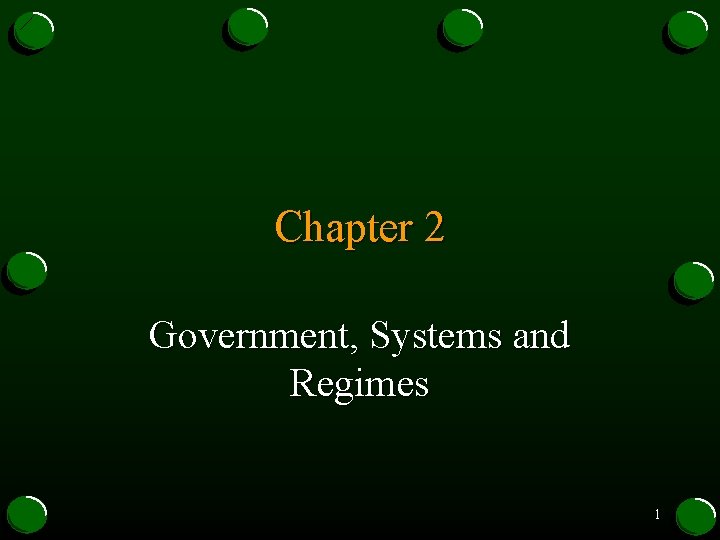 Chapter 2 Government, Systems and Regimes 1 Chapter 2 Government, Systems and Regimes 1