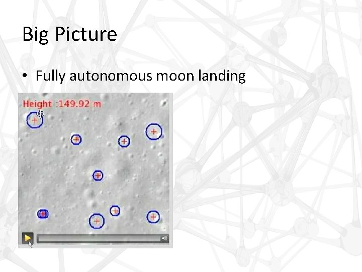 Big Picture • Fully autonomous moon landing 