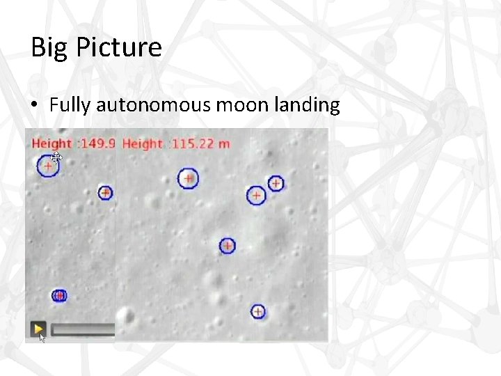 Big Picture • Fully autonomous moon landing 