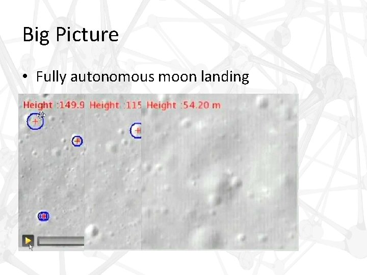Big Picture • Fully autonomous moon landing 