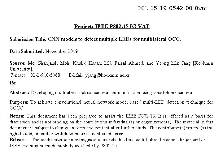 DCN 15 -19 -0542 -00 -0 vat Project: IEEE P 802. 15 IG VAT