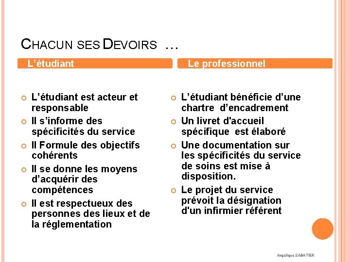CHACUN SES DEVOIRS … v. L’étudiant est acteur et responsable Il s’informe des spécificités