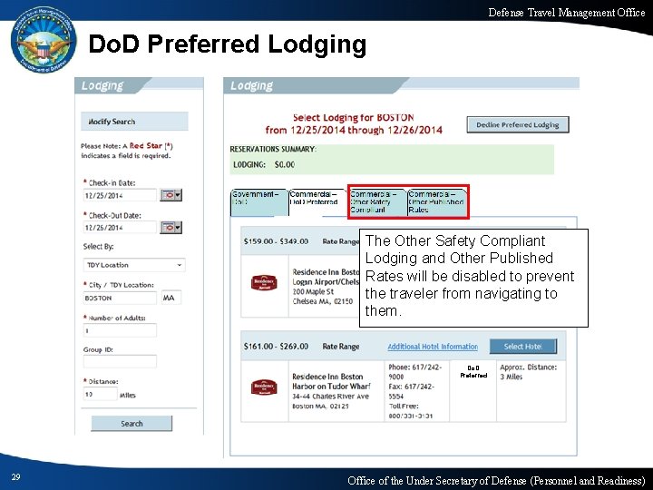 Defense Travel Management Office Do. D Preferred Lodging The Other Safety Compliant Lodging and