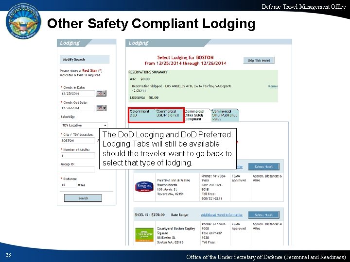 Defense Travel Management Office Other Safety Compliant Lodging The Do. D Lodging and Do.