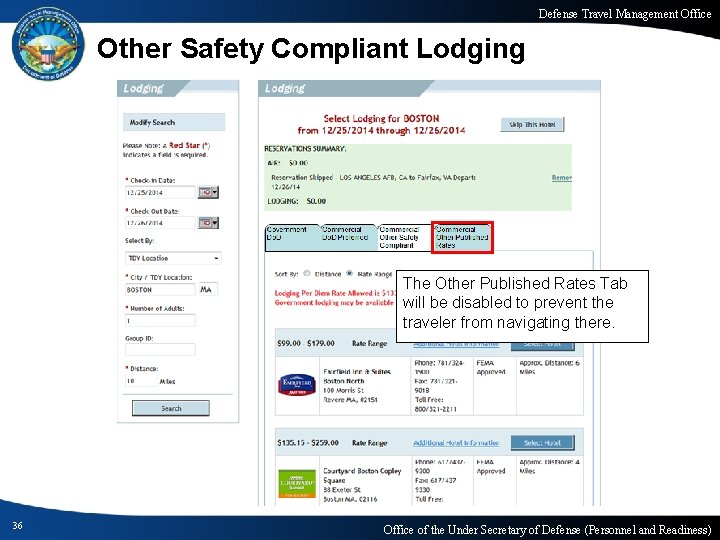 Defense Travel Management Office Other Safety Compliant Lodging The Other Published Rates Tab will