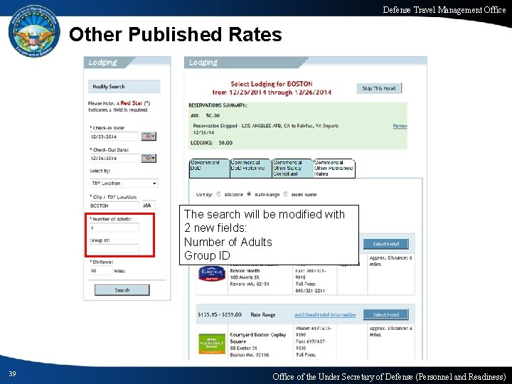 Defense Travel Management Office Other Published Rates The search will be modified with 2