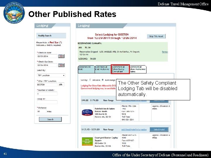 Defense Travel Management Office Other Published Rates The Other Safety Compliant Lodging Tab will