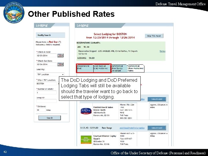 Defense Travel Management Office Other Published Rates The Do. D Lodging and Do. D