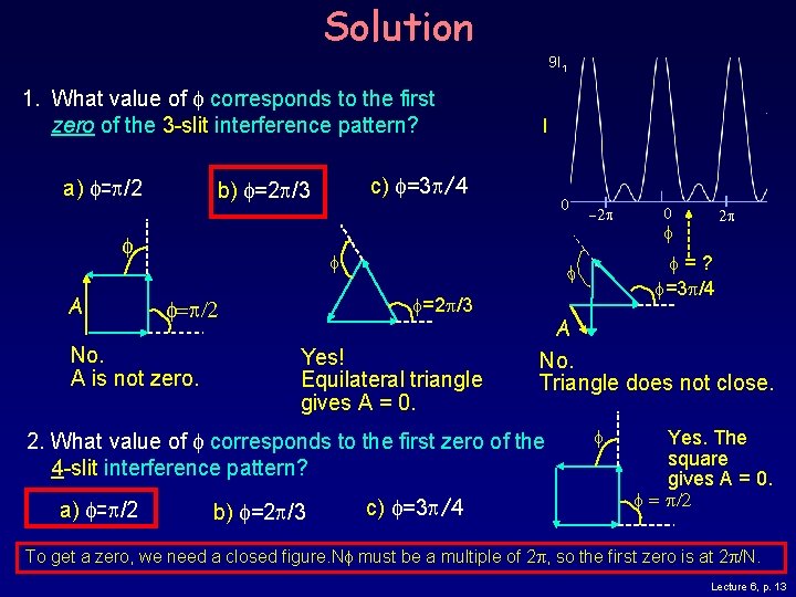 Solution 9 I 1 1. What value of corresponds to the first zero of