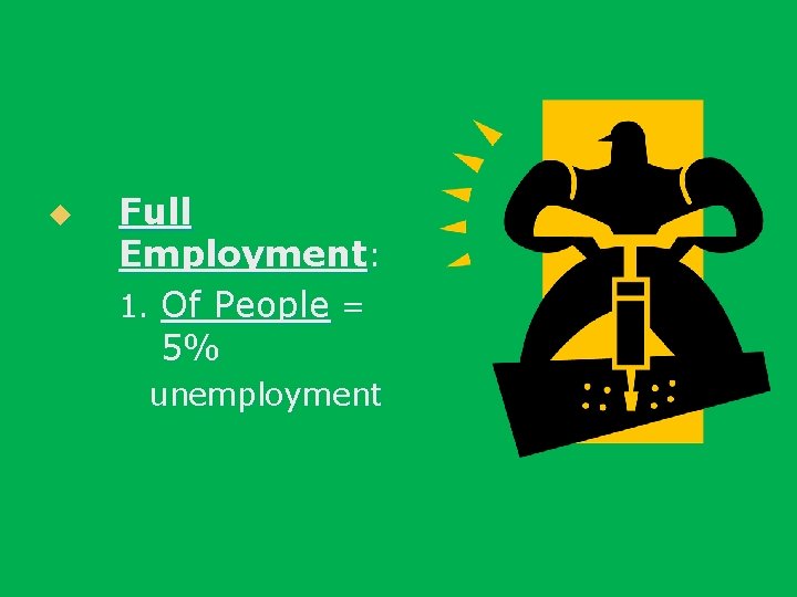 u Full Employment: 1. Of People = 5% unemployment 