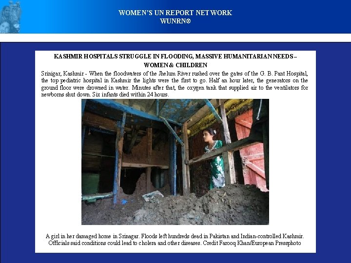 WOMEN’S UN REPORT NETWORK WUNRN® KASHMIR HOSPITALS STRUGGLE IN FLOODING, MASSIVE HUMANITARIAN NEEDS –