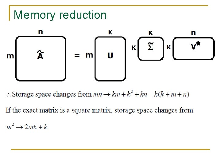 Memory reduction Memory reduction