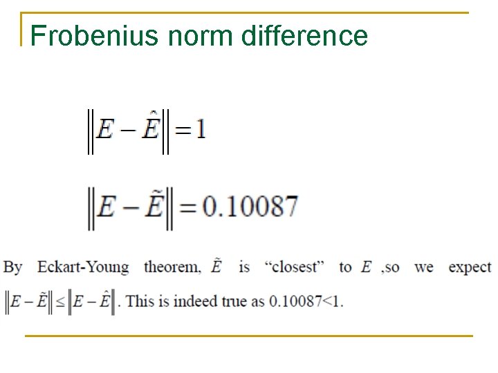 Frobenius norm difference Frobenius norm difference