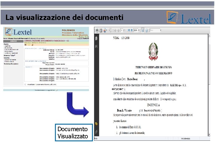 La visualizzazione dei documenti Documento Visualizzato 