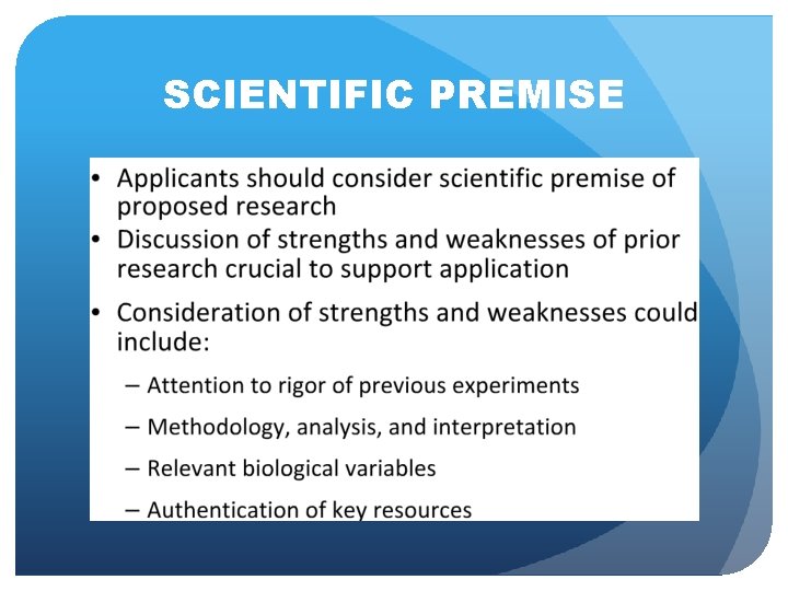 SCIENTIFIC PREMISE SCIENTIFIC PREMISE