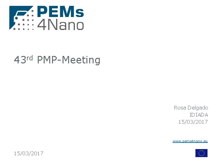 43 rd PMP-Meeting Rosa Delgado IDIADA 15/03/2017 www. pems 4 nano. eu 15/03/2017 