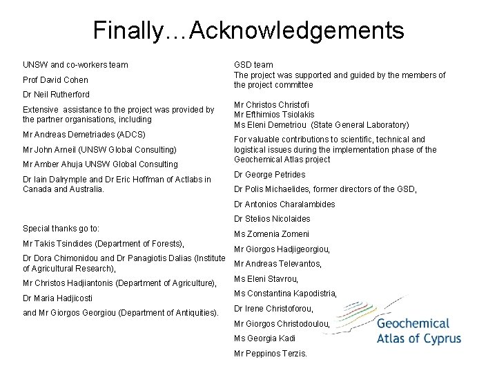 Finally…Acknowledgements UNSW and co-workers team Prof David Cohen GSD team The project was supported Finally…Acknowledgements UNSW and co-workers team Prof David Cohen GSD team The project was supported