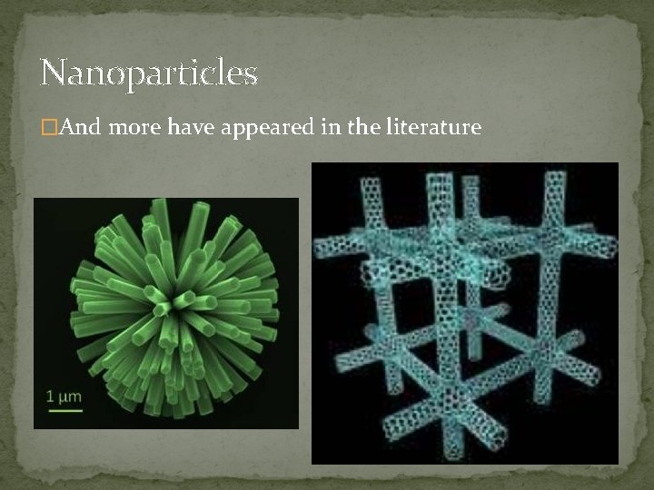 Nanoparticles �And more have appeared in the literature 