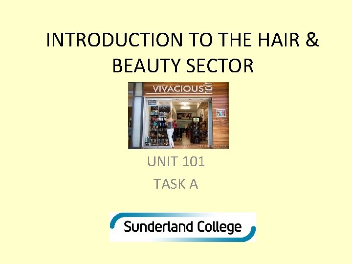 INTRODUCTION TO THE HAIR & BEAUTY SECTOR UNIT 101 TASK A 