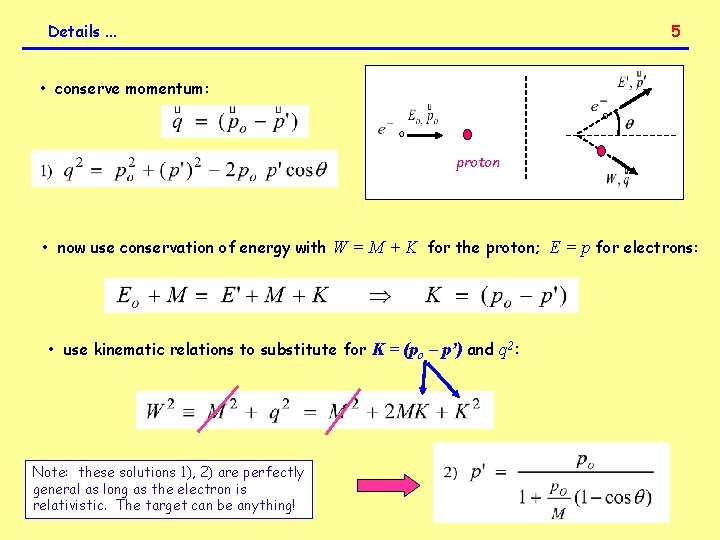 5 Details. . . • conserve momentum: proton • now use conservation of energy