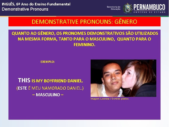 INGLÊS, 6º Ano do Ensino Fundamental Demonstrative Pronouns DEMONSTRATIVE PRONOUNS: GÊNERO QUANTO AO GÊNERO,