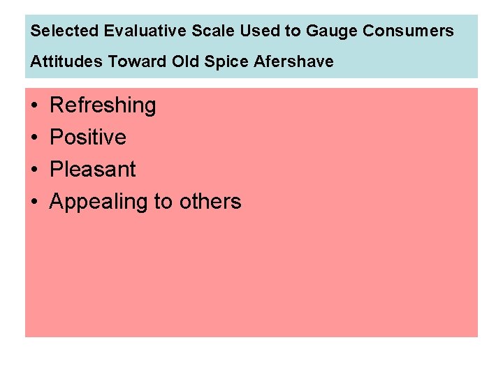 Selected Evaluative Scale Used to Gauge Consumers Attitudes Toward Old Spice Afershave • •