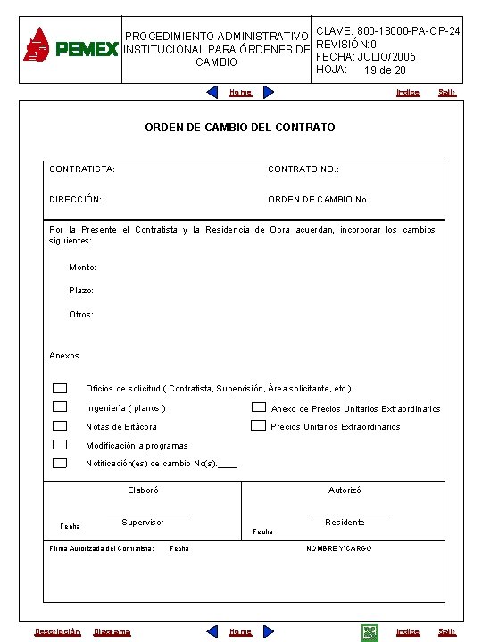 PROCEDIMIENTO ADMINISTRATIVO CLAVE: 800 -18000 -PA-OP-24 INSTITUCIONAL PARA ÓRDENES DE REVISIÓN: 0 FECHA: JULIO/2005