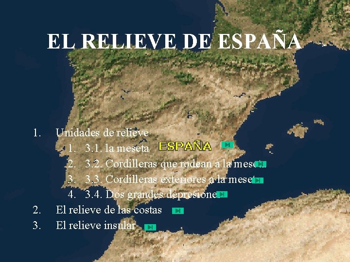 EL RELIEVE DE ESPAÑA 1. 2. 3. Unidades de relieve 1. 3. 1. la