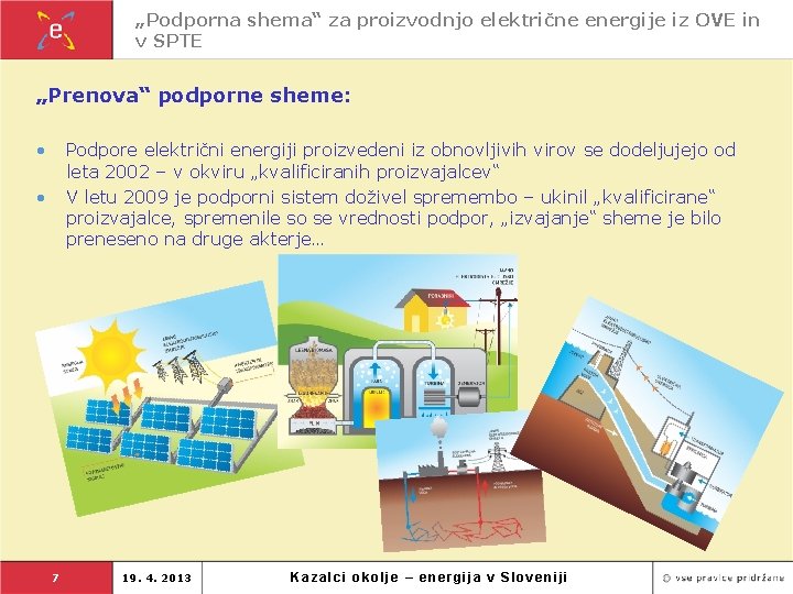 „Podporna shema“ za proizvodnjo električne energije iz OVE in v SPTE „Prenova“ podporne sheme: