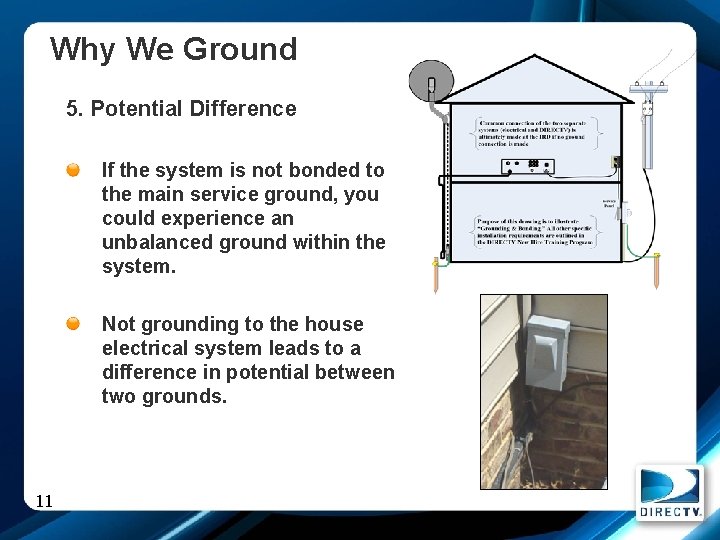 Why We Ground 5. Potential Difference If the system is not bonded to the