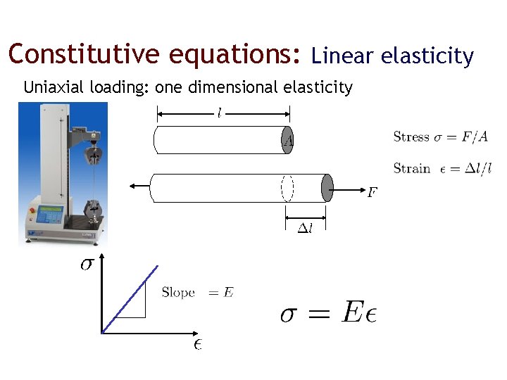 Constitutive equations: Linear elasticity Uniaxial loading: one dimensional elasticity 
