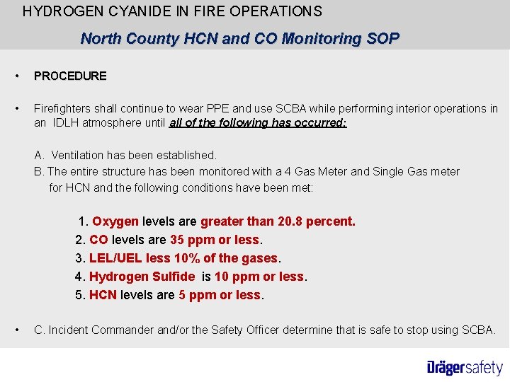 HYDROGEN CYANIDE IN FIRE OPERATIONS North County HCN and CO Monitoring SOP • PROCEDURE