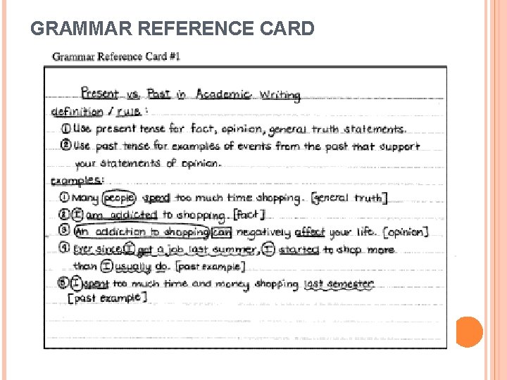 GRAMMAR REFERENCE CARD 