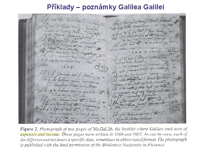 Příklady – poznámky Galilea Galilei 