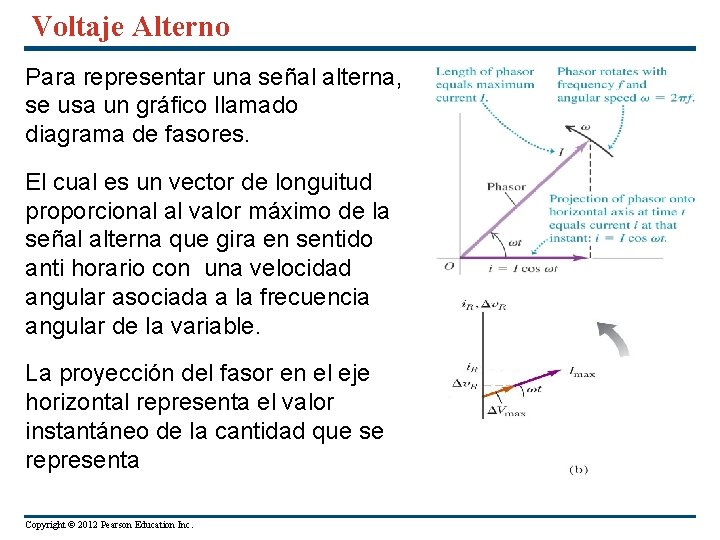 Voltaje Alterno Para representar una señal alterna, se usa un gráfico llamado diagrama de
