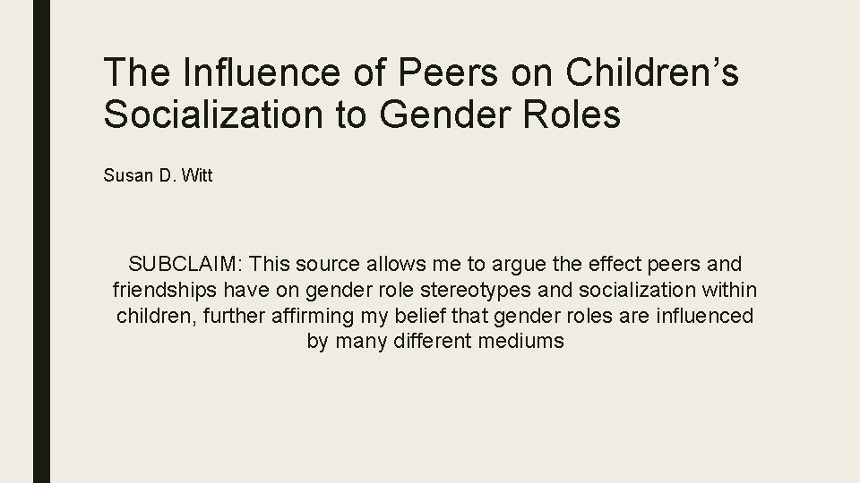 Gender Roles Emily Kennedy Main Claim Gender Roles