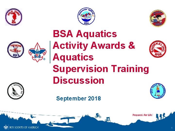 BSA Aquatics Activity Awards & Aquatics Supervision Training Discussion September 2018 1 