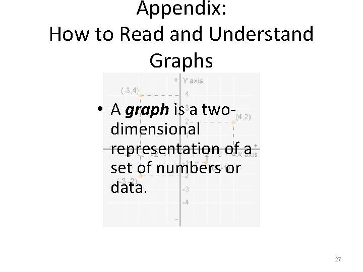 Appendix: How to Read and Understand Graphs • A graph is a twodimensional representation