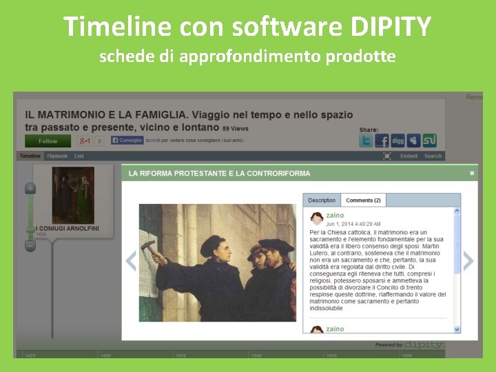 Timeline con software DIPITY schede di approfondimento prodotte 