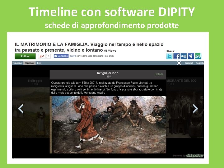 Timeline con software DIPITY schede di approfondimento prodotte 