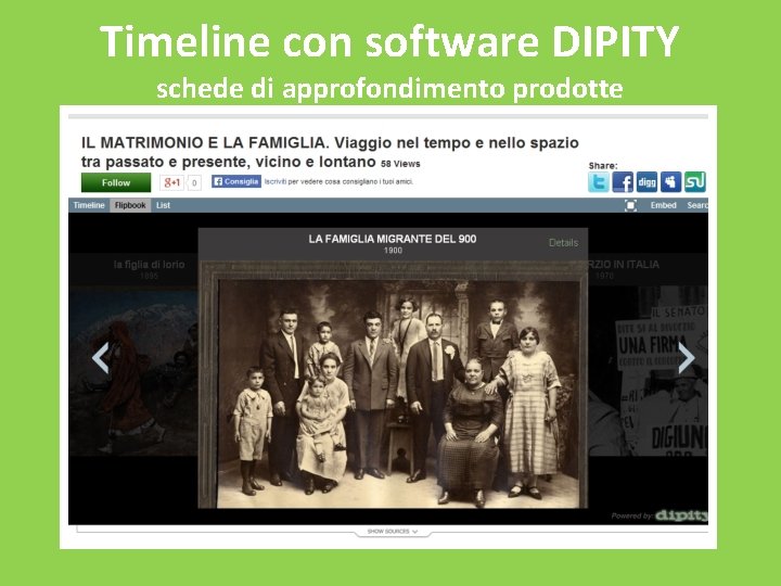 Timeline con software DIPITY schede di approfondimento prodotte 