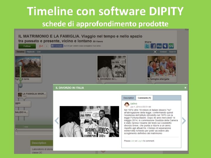 Timeline con software DIPITY schede di approfondimento prodotte 