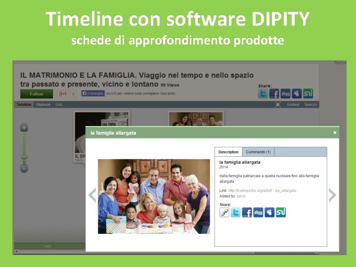 Timeline con software DIPITY schede di approfondimento prodotte 