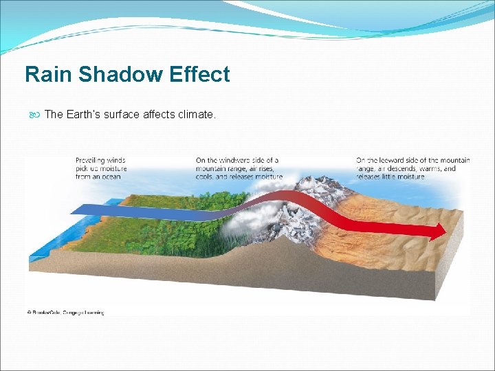 Rain Shadow Effect The Earth’s surface affects climate. 