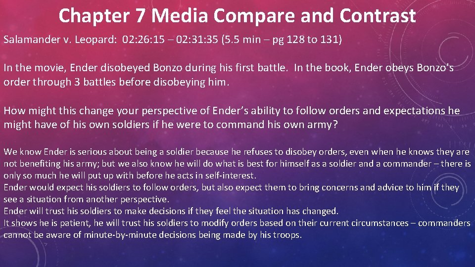Chapter 7 Media Compare and Contrast Salamander v. Leopard: 02: 26: 15 – 02: