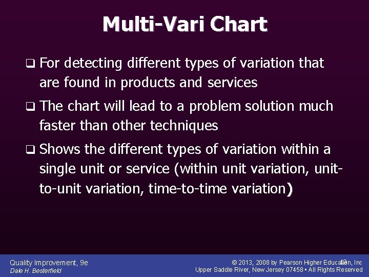 Multi-Vari Chart q For detecting different types of variation that are found in products