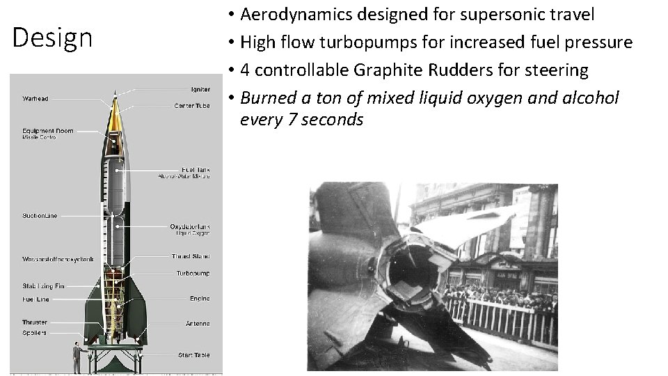 Design • Aerodynamics designed for supersonic travel • High flow turbopumps for increased fuel